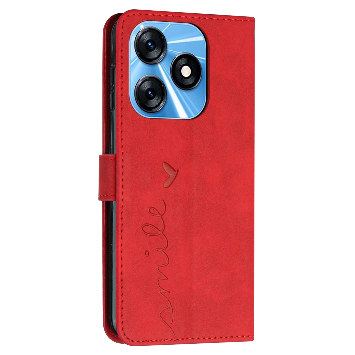 For Tecno Spark 10 4G Stand Shell Heart Shape Imprinted Wallet PU Leather Phone Case