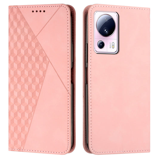 Stand Cover for Xiaomi Civi 2 5G / 13 Lite Imprinted Rhombus Magnetic Flip PU Leather Wallet Phone Case