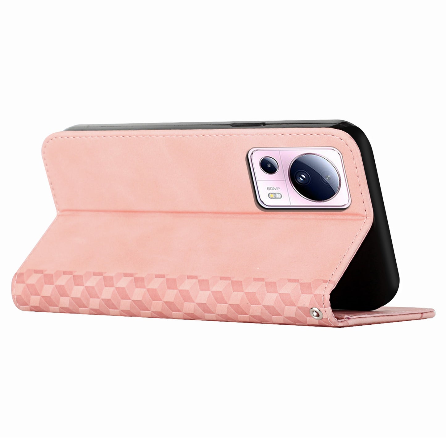 Stand Cover for Xiaomi Civi 2 5G / 13 Lite Imprinted Rhombus Magnetic Flip PU Leather Wallet Phone Case