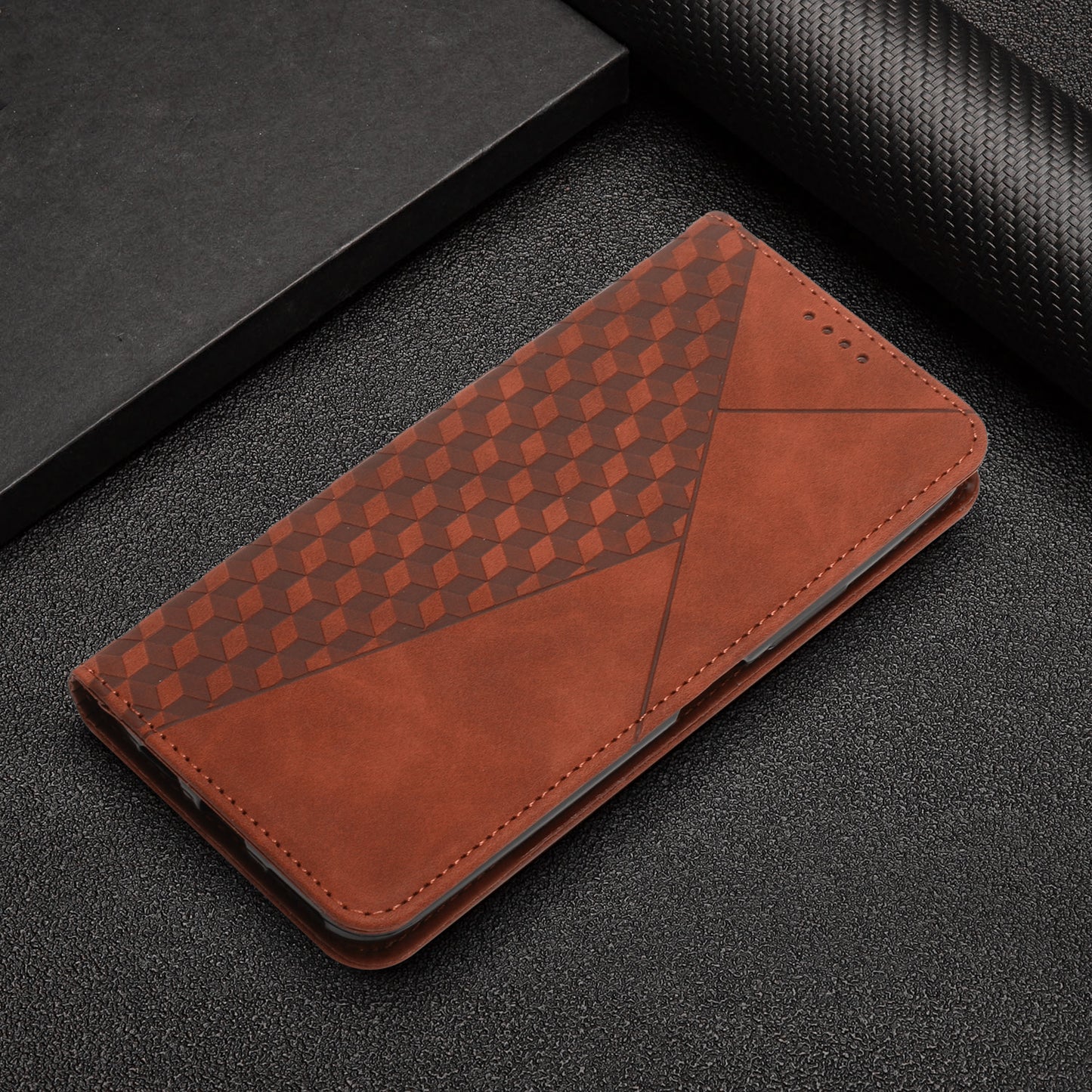 Stand Cover for Xiaomi Civi 2 5G / 13 Lite Imprinted Rhombus Magnetic Flip PU Leather Wallet Phone Case