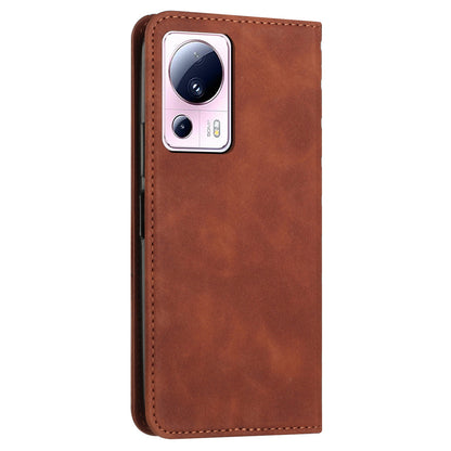 Stand Cover for Xiaomi Civi 2 5G / 13 Lite Imprinted Rhombus Magnetic Flip PU Leather Wallet Phone Case