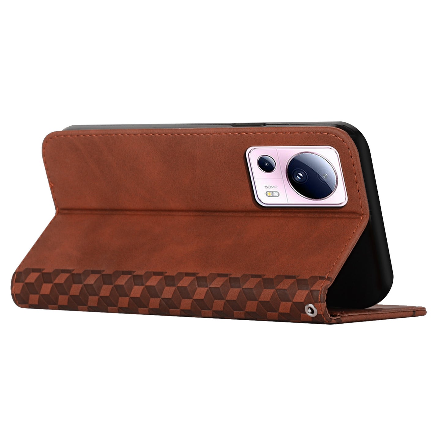 Stand Cover for Xiaomi Civi 2 5G / 13 Lite Imprinted Rhombus Magnetic Flip PU Leather Wallet Phone Case