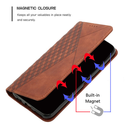 Stand Cover for Xiaomi Civi 2 5G / 13 Lite Imprinted Rhombus Magnetic Flip PU Leather Wallet Phone Case
