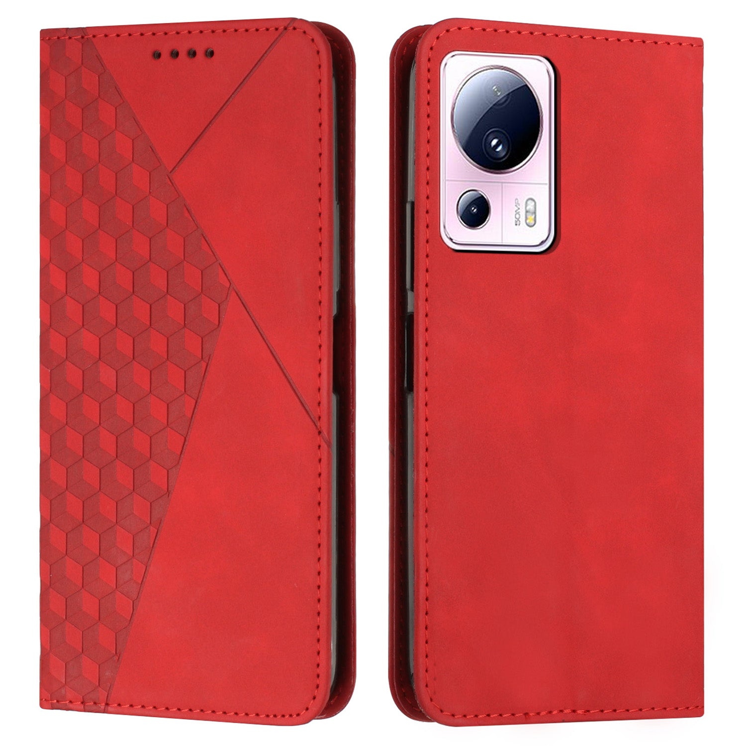 Stand Cover for Xiaomi Civi 2 5G / 13 Lite Imprinted Rhombus Magnetic Flip PU Leather Wallet Phone Case