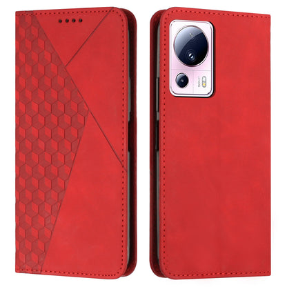 Stand Cover for Xiaomi Civi 2 5G / 13 Lite Imprinted Rhombus Magnetic Flip PU Leather Wallet Phone Case