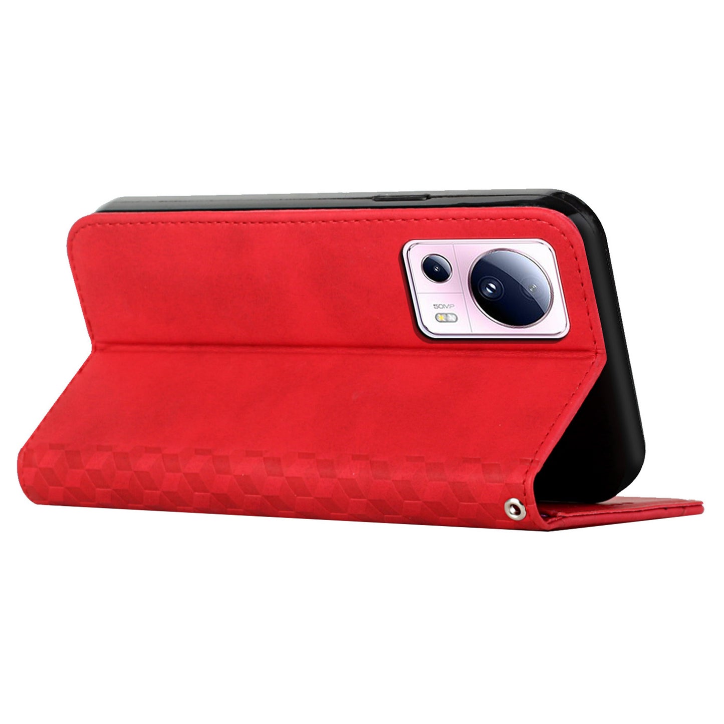 Stand Cover for Xiaomi Civi 2 5G / 13 Lite Imprinted Rhombus Magnetic Flip PU Leather Wallet Phone Case