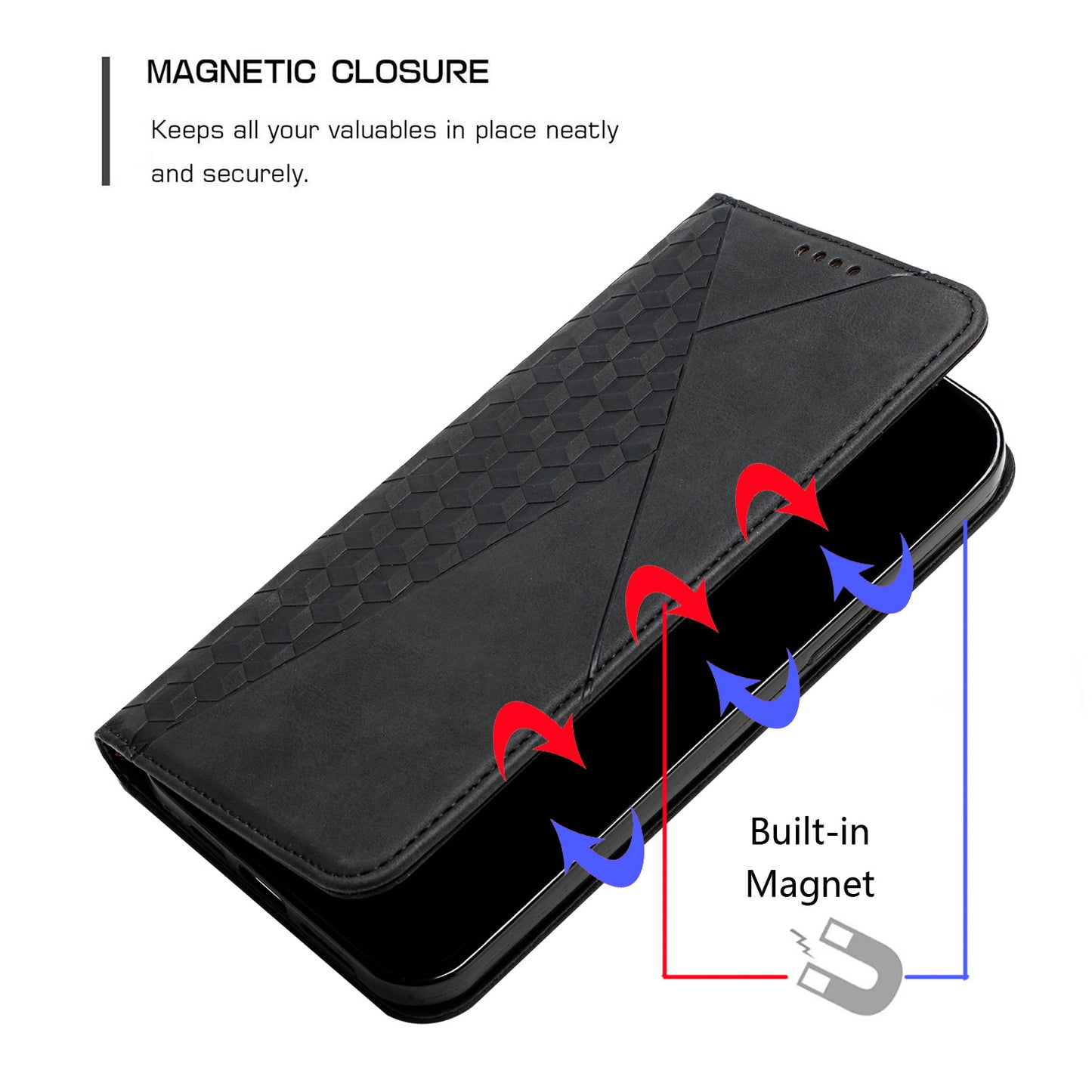 Stand Cover for Xiaomi Civi 2 5G / 13 Lite Imprinted Rhombus Magnetic Flip PU Leather Wallet Phone Case
