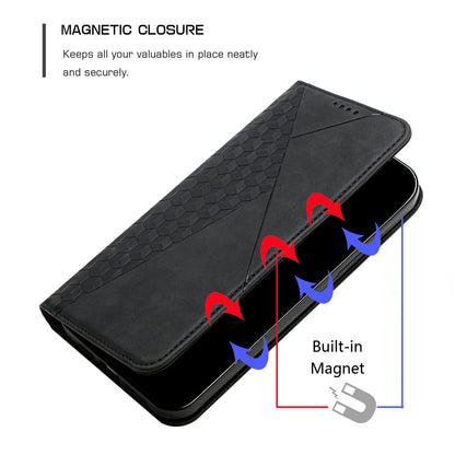 Stand Cover for Xiaomi Civi 2 5G / 13 Lite Imprinted Rhombus Magnetic Flip PU Leather Wallet Phone Case