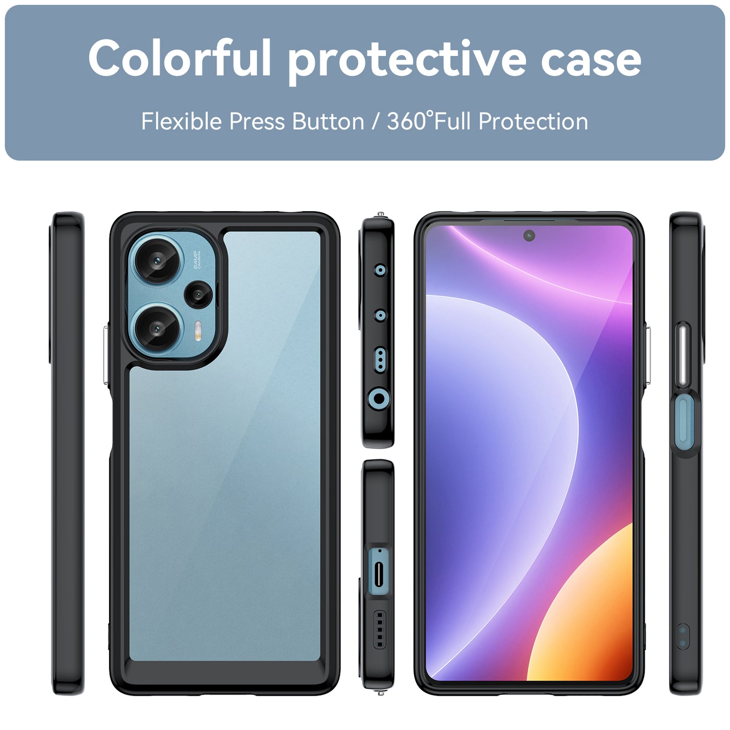 For Xiaomi Redmi Note 12 Turbo / Poco F5 5G Protective Phone Case TPU+Acrylic Anti-scratch Cover