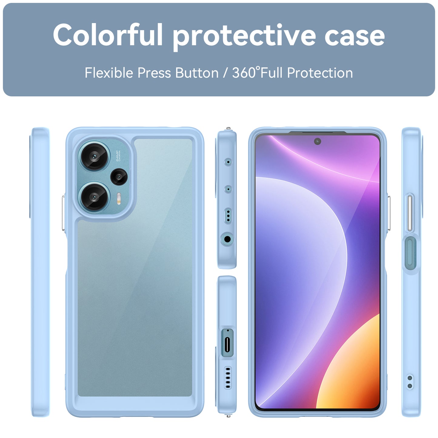 For Xiaomi Redmi Note 12 Turbo / Poco F5 5G Protective Phone Case TPU+Acrylic Anti-scratch Cover