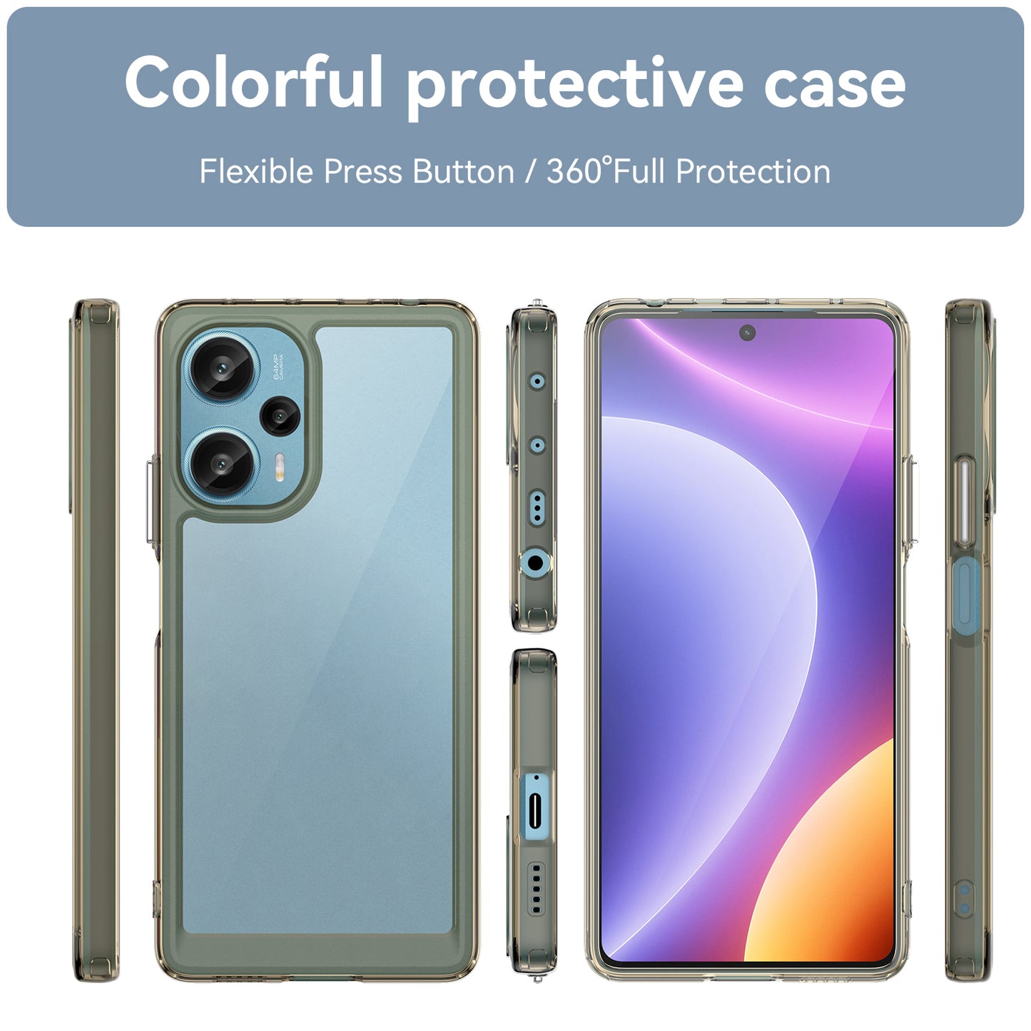 For Xiaomi Redmi Note 12 Turbo / Poco F5 5G Protective Phone Case TPU+Acrylic Anti-scratch Cover