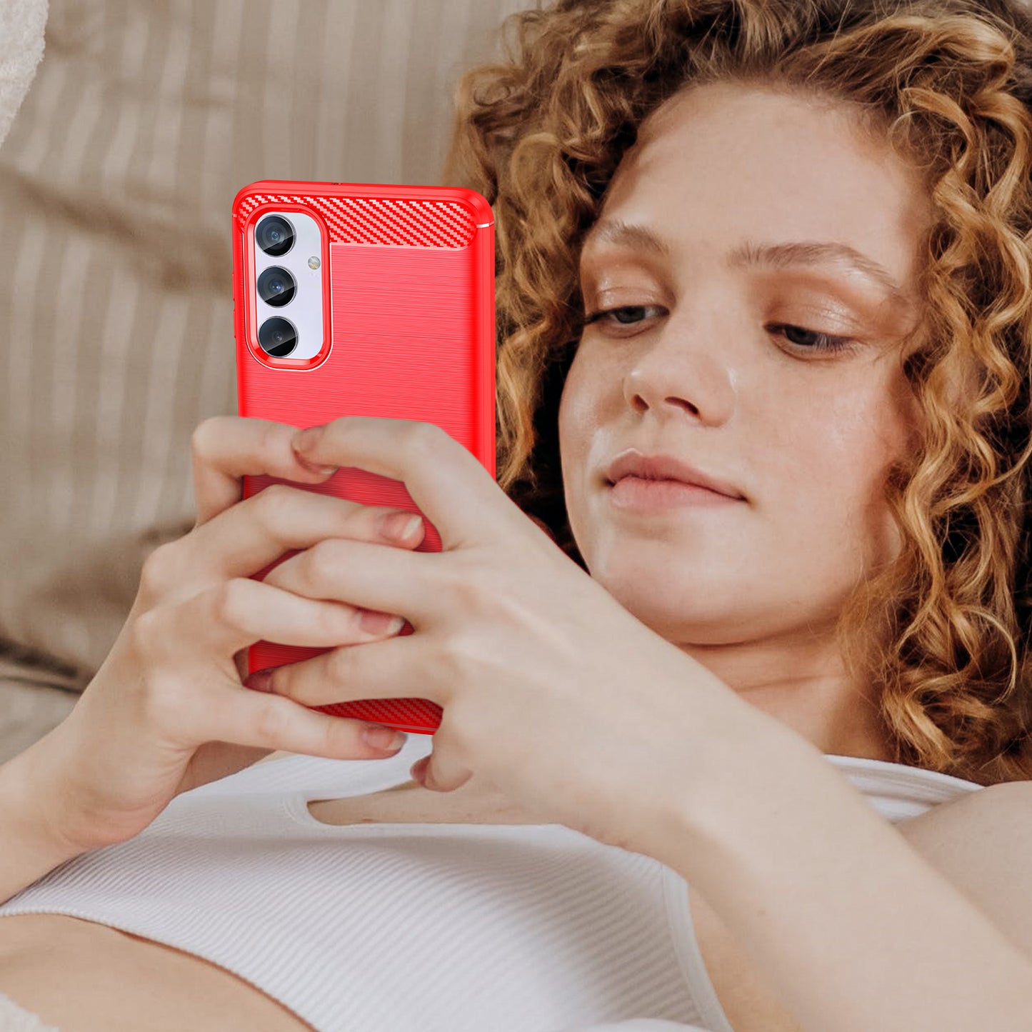 Brushed Shell for Samsung Galaxy M54 5G / F54 5G Carbon Fiber Texture Phone Case Phone TPU Cover