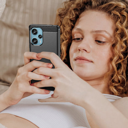 For Xiaomi Redmi Note 12 Turbo / Poco F5 5G Carbon Fiber Texture Brushed Case Phone TPU Cover