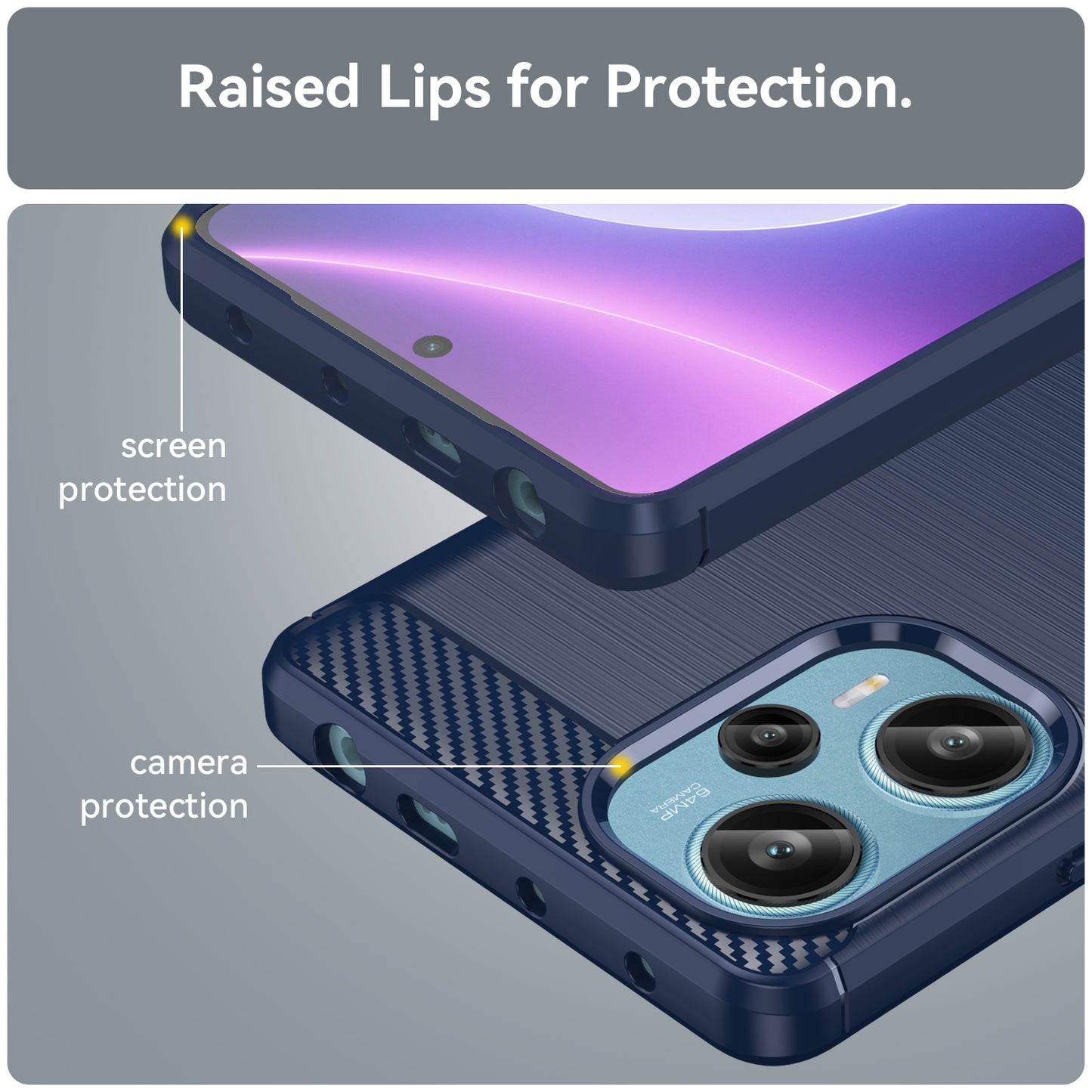 For Xiaomi Redmi Note 12 Turbo / Poco F5 5G Carbon Fiber Texture Brushed Case Phone TPU Cover