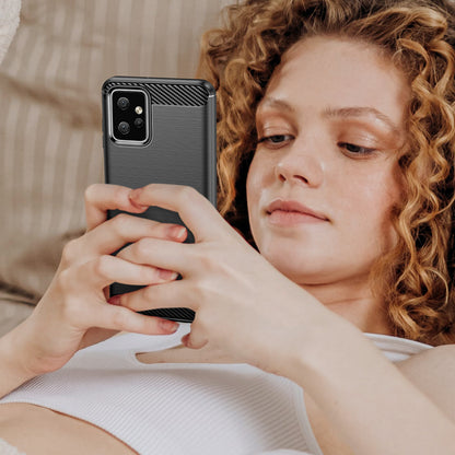 TPU Phone Cover for Motorola Moto G Power 5G Carbon Fiber Texture Brushed Back Protector Case