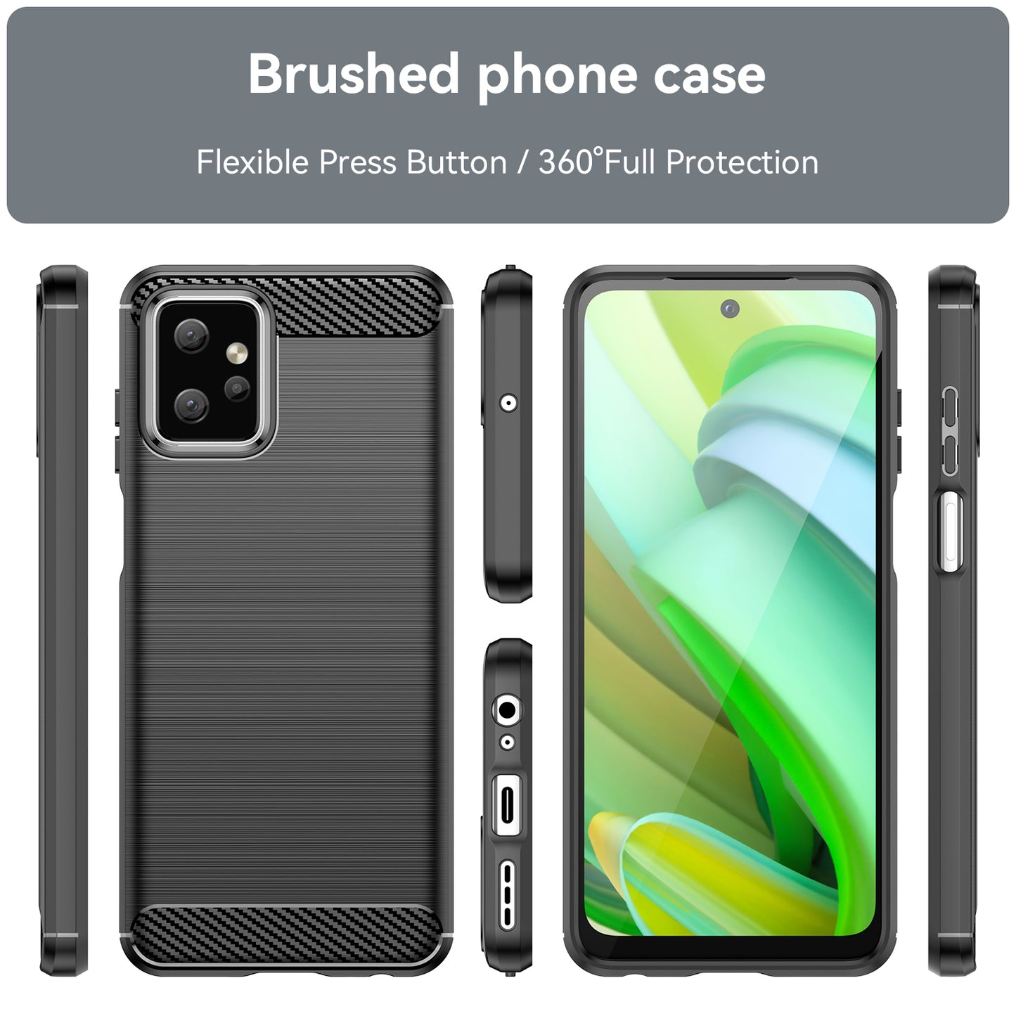 TPU Phone Cover for Motorola Moto G Power 5G Carbon Fiber Texture Brushed Back Protector Case