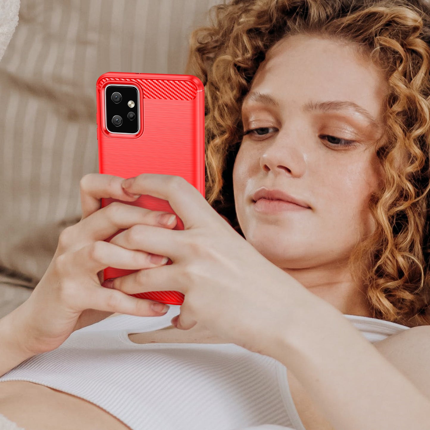 TPU Phone Cover for Motorola Moto G Power 5G Carbon Fiber Texture Brushed Back Protector Case