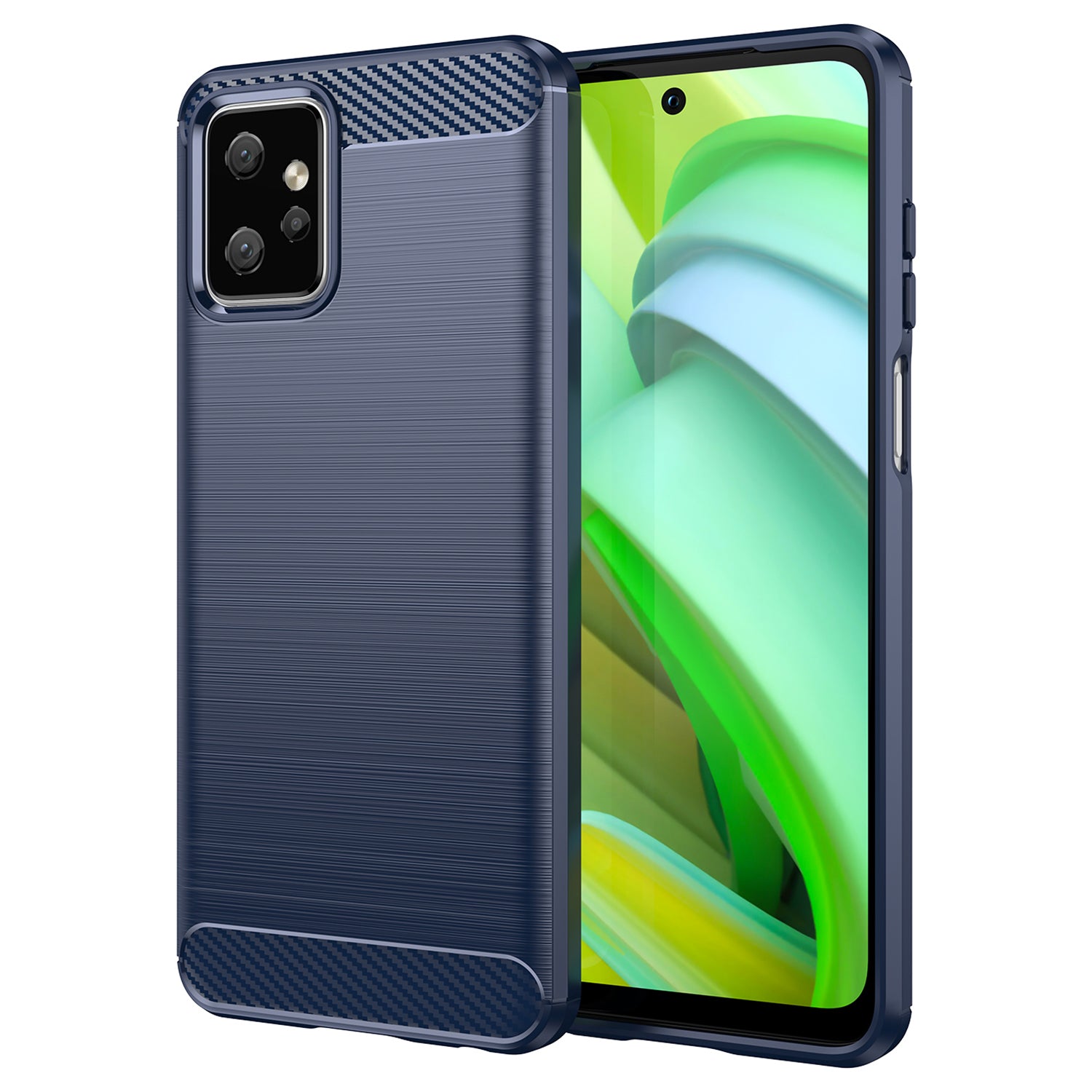 TPU Phone Cover for Motorola Moto G Power 5G Carbon Fiber Texture Brushed Back Protector Case