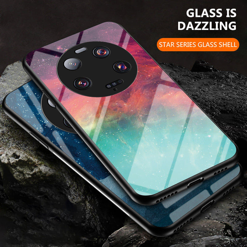 For Xiaomi 13 Ultra Starry Sky Pattern Printing Case Anti-Scratch PC+TPU+Tempered Glass Phone Cover