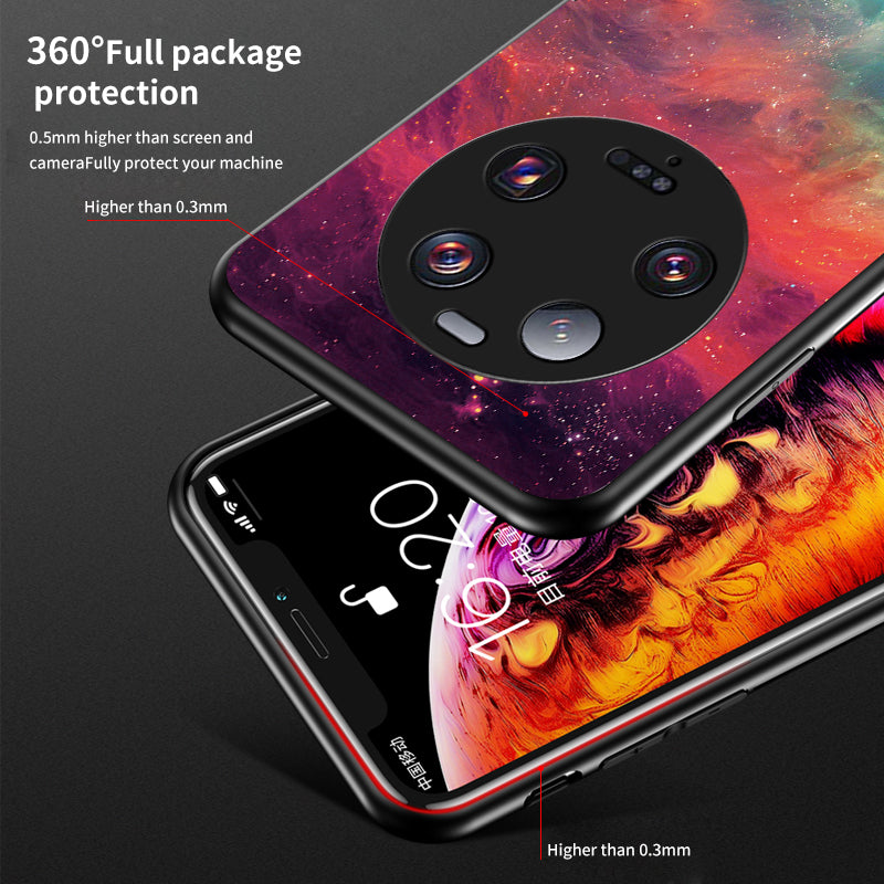For Xiaomi 13 Ultra Starry Sky Pattern Printing Case Anti-Scratch PC+TPU+Tempered Glass Phone Cover