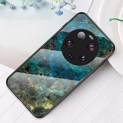 For Xiaomi 13 Ultra Tempered Glass Back Cover PC+TPU Marble Pattern Phone Case