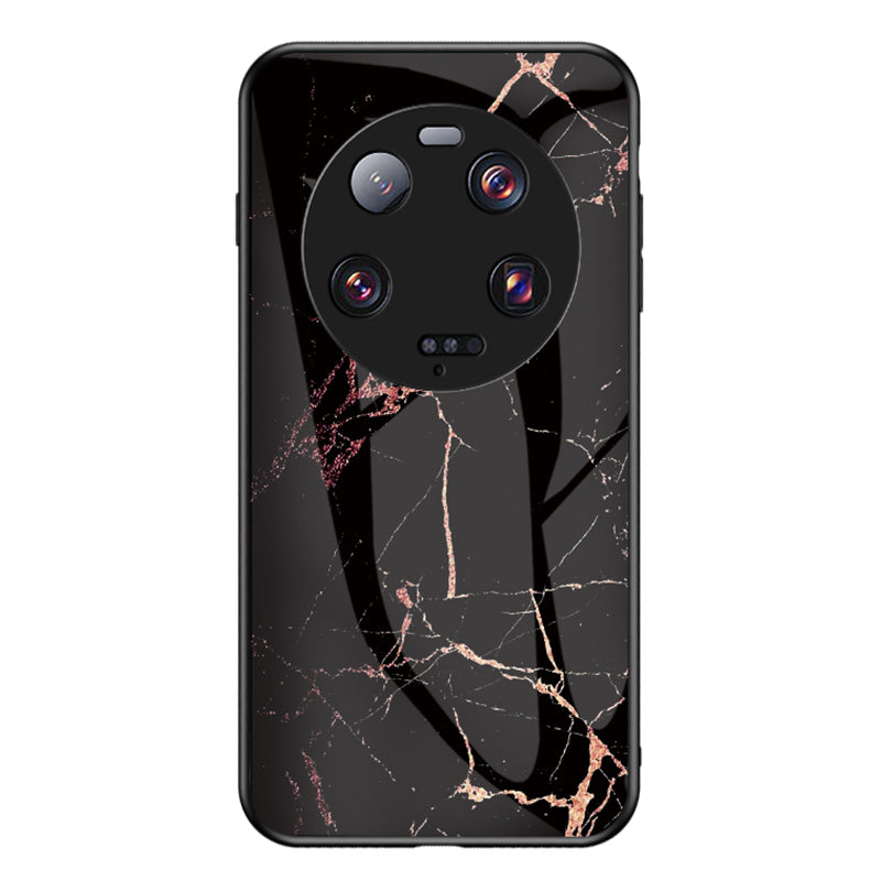 For Xiaomi 13 Ultra Tempered Glass Back Cover PC+TPU Marble Pattern Phone Case