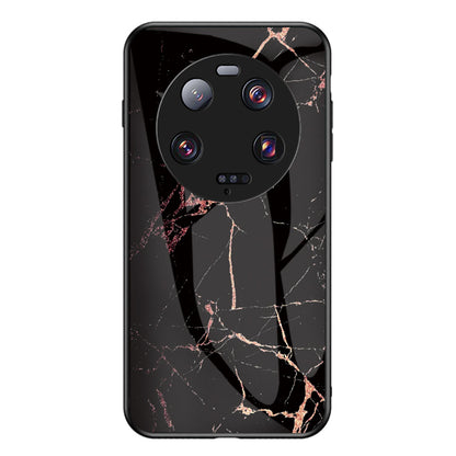 For Xiaomi 13 Ultra Tempered Glass Back Cover PC+TPU Marble Pattern Phone Case