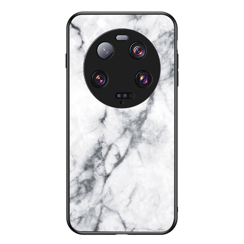 For Xiaomi 13 Ultra Tempered Glass Back Cover PC+TPU Marble Pattern Phone Case