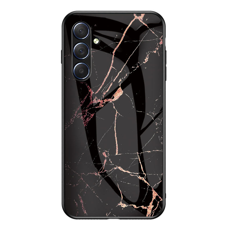 For Samsung Galaxy M54 5G / F54 5G Marble Pattern Phone Case Tempered Glass+PC+TPU Anti-Drop Cover