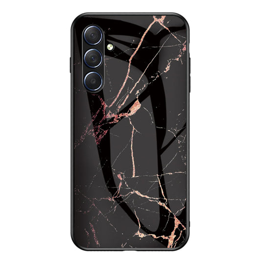 For Samsung Galaxy M54 5G / F54 5G Marble Pattern Phone Case Tempered Glass+PC+TPU Anti-Drop Cover