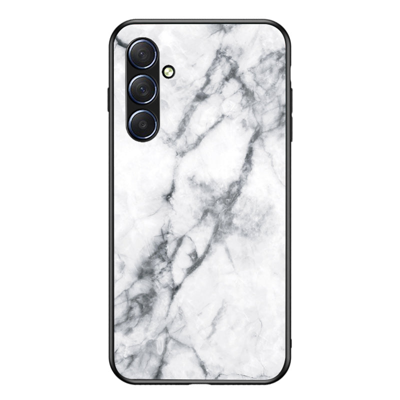 For Samsung Galaxy M54 5G / F54 5G Marble Pattern Phone Case Tempered Glass+PC+TPU Anti-Drop Cover