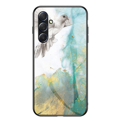 For Samsung Galaxy M54 5G / F54 5G Marble Pattern Phone Case Tempered Glass+PC+TPU Anti-Drop Cover