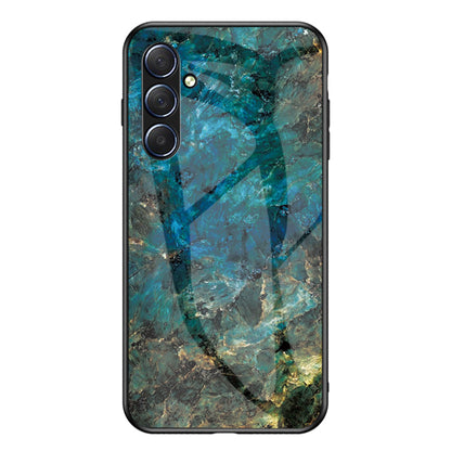 For Samsung Galaxy M54 5G / F54 5G Marble Pattern Phone Case Tempered Glass+PC+TPU Anti-Drop Cover