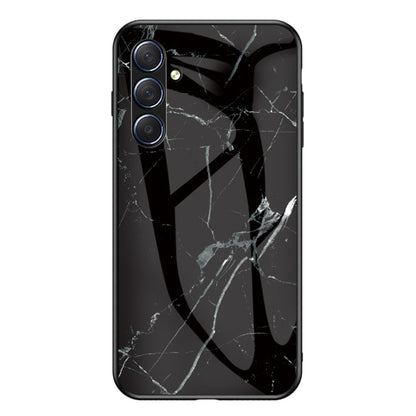 For Samsung Galaxy M54 5G / F54 5G Marble Pattern Phone Case Tempered Glass+PC+TPU Anti-Drop Cover