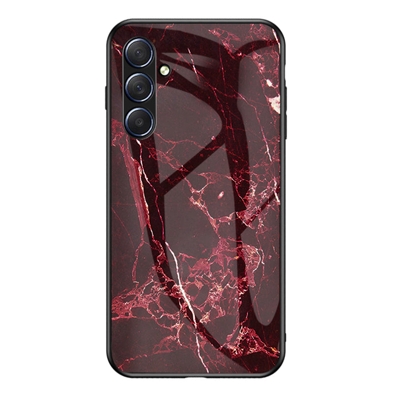 For Samsung Galaxy M54 5G / F54 5G Marble Pattern Phone Case Tempered Glass+PC+TPU Anti-Drop Cover