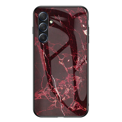 For Samsung Galaxy M54 5G / F54 5G Marble Pattern Phone Case Tempered Glass+PC+TPU Anti-Drop Cover
