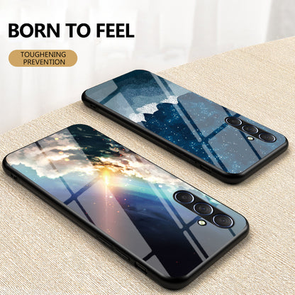 For Samsung Galaxy M54 5G / F54 5G Phone Case Anti-Scratch Pattern Printing PC+TPU+Tempered Glass Phone Cover