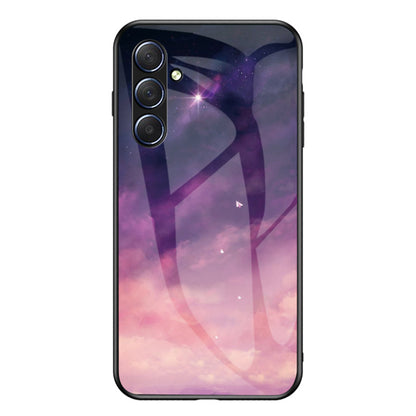 For Samsung Galaxy M54 5G / F54 5G Phone Case Anti-Scratch Pattern Printing PC+TPU+Tempered Glass Phone Cover