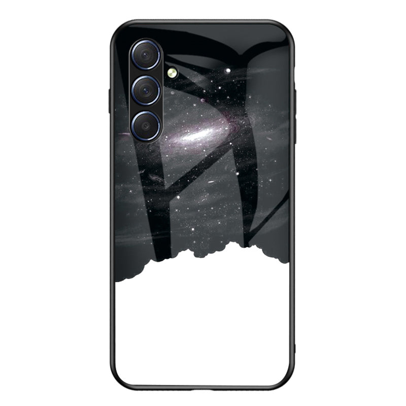 For Samsung Galaxy M54 5G / F54 5G Phone Case Anti-Scratch Pattern Printing PC+TPU+Tempered Glass Phone Cover