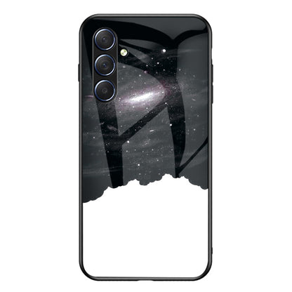 For Samsung Galaxy M54 5G / F54 5G Phone Case Anti-Scratch Pattern Printing PC+TPU+Tempered Glass Phone Cover