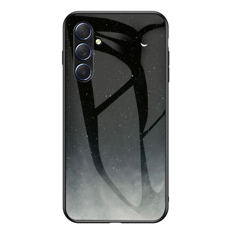 For Samsung Galaxy M54 5G / F54 5G Phone Case Anti-Scratch Pattern Printing PC+TPU+Tempered Glass Phone Cover