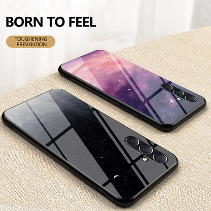 For Samsung Galaxy M54 5G / F54 5G Phone Case Anti-Scratch Pattern Printing PC+TPU+Tempered Glass Phone Cover