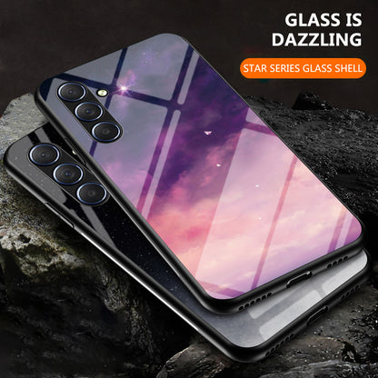 For Samsung Galaxy M54 5G / F54 5G Phone Case Anti-Scratch Pattern Printing PC+TPU+Tempered Glass Phone Cover