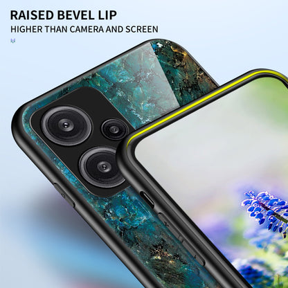 For Xiaomi Redmi Note 12 Turbo / Poco F5 5G Anti-Drop Phone Case Marble Pattern Tempered Glass+PC+TPU Cover