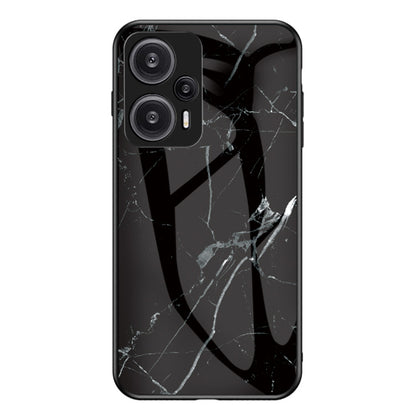 For Xiaomi Redmi Note 12 Turbo / Poco F5 5G Anti-Drop Phone Case Marble Pattern Tempered Glass+PC+TPU Cover