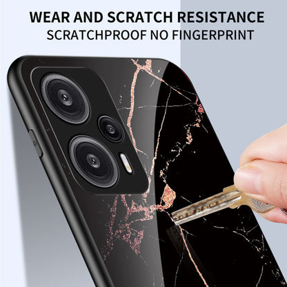 For Xiaomi Redmi Note 12 Turbo / Poco F5 5G Anti-Drop Phone Case Marble Pattern Tempered Glass+PC+TPU Cover