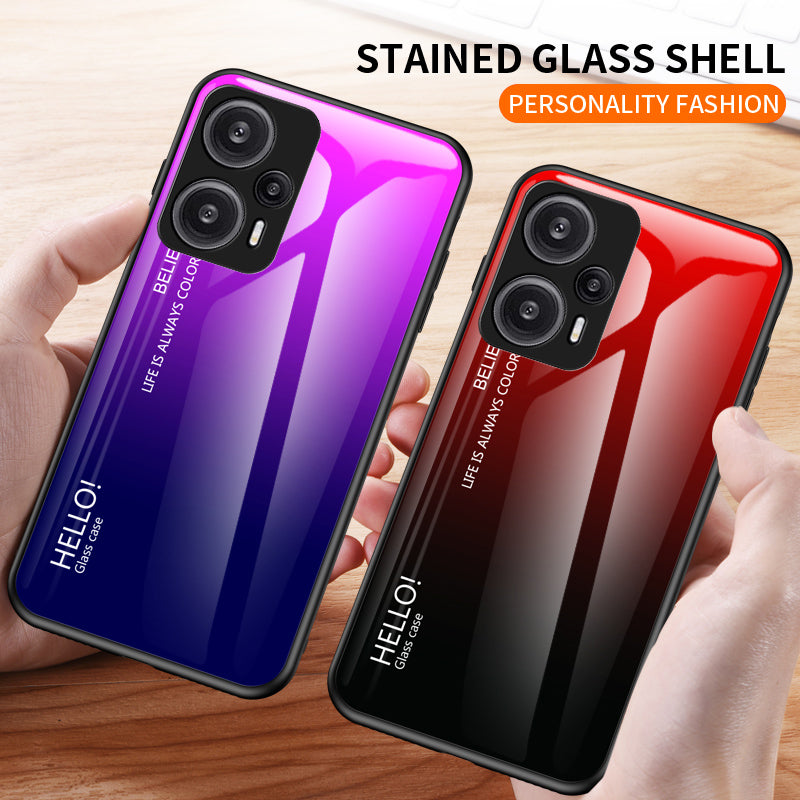 For Xiaomi Redmi Note 12 Turbo / Poco F5 5G Slim Phone Case PC + TPU + Tempered Glass Shockproof Cover