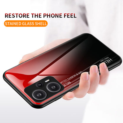 For Xiaomi Redmi Note 12 Turbo / Poco F5 5G Slim Phone Case PC + TPU + Tempered Glass Shockproof Cover