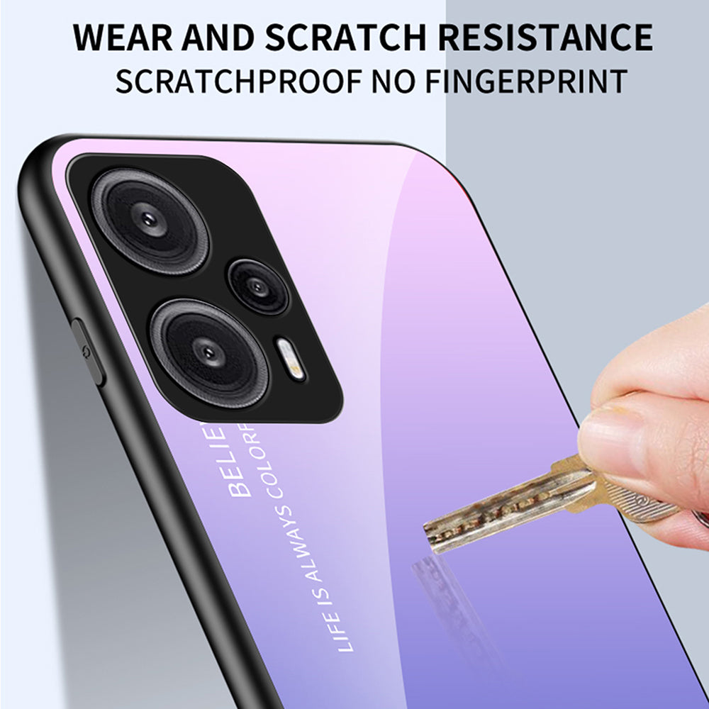 For Xiaomi Redmi Note 12 Turbo / Poco F5 5G Slim Phone Case PC + TPU + Tempered Glass Shockproof Cover