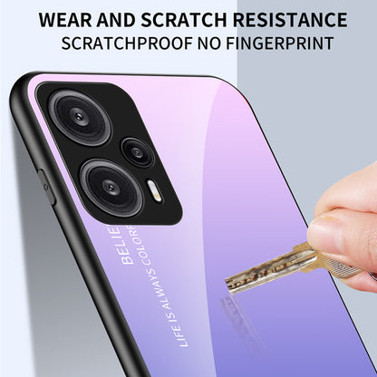 For Xiaomi Redmi Note 12 Turbo / Poco F5 5G Slim Phone Case PC + TPU + Tempered Glass Shockproof Cover